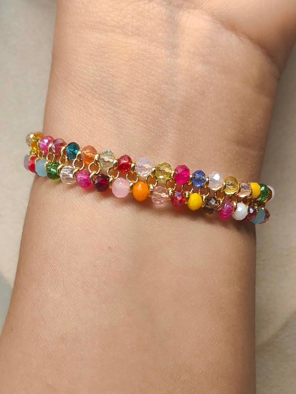 Multicolor Beaded Dainty Chain Bracelet